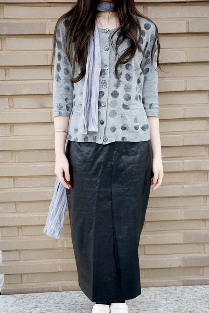 VINTAGE leather slit skirt